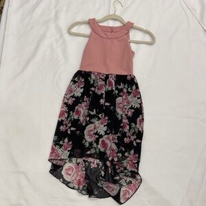 Speechless Pink Bodice Black Floral High-Low Dress